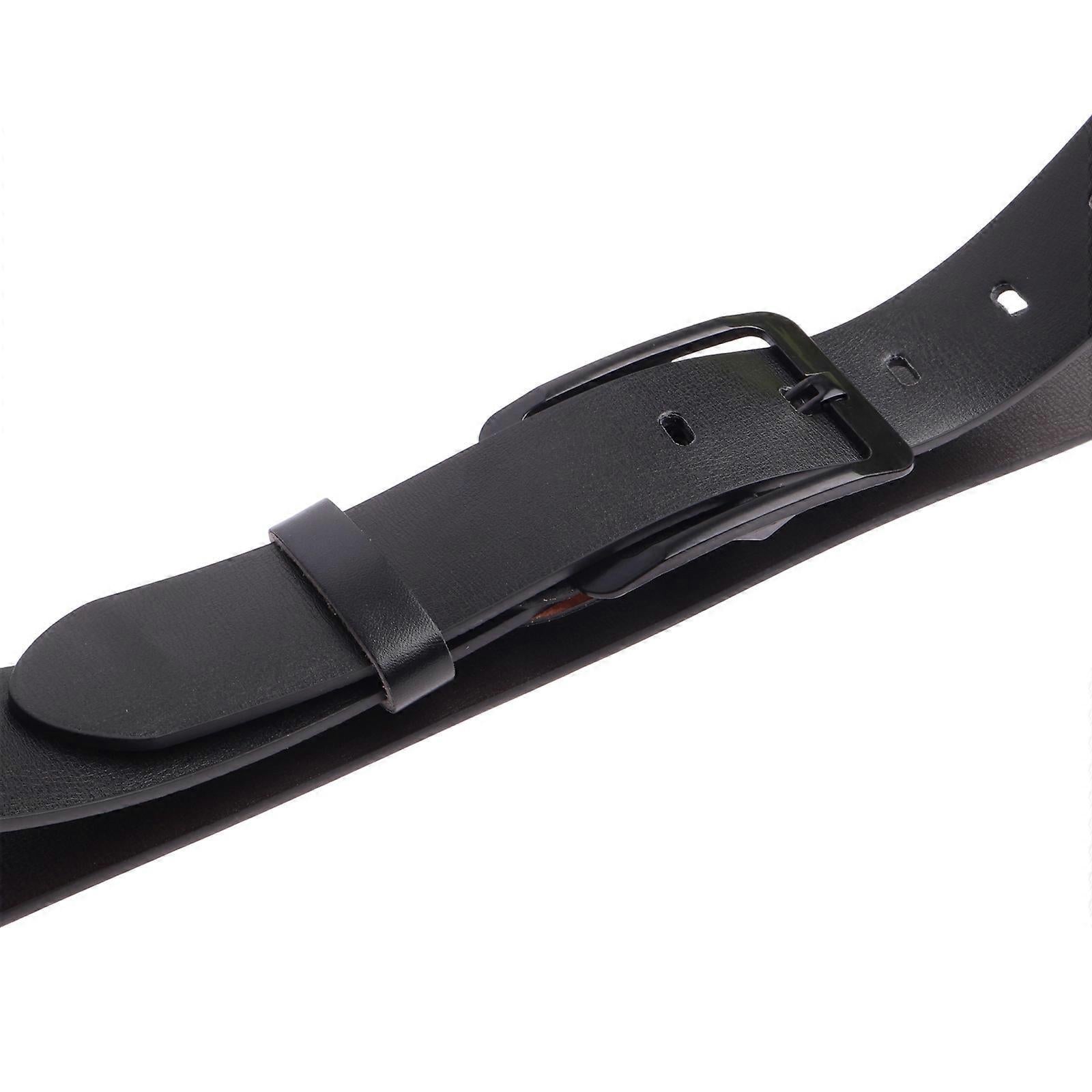 Men's 120cm Leather Belt with Anti-Scratch Pin Buckle, Black Genuine Leather V1263-JX-4640