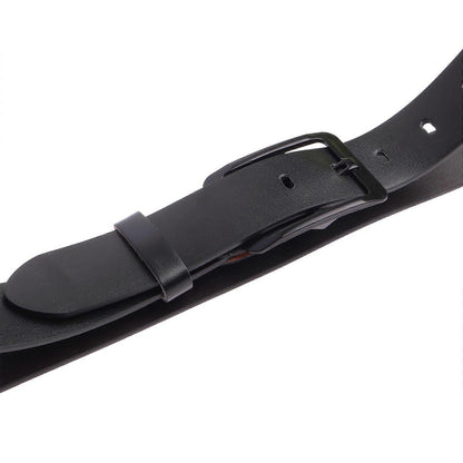 Men's 120cm Leather Belt with Anti-Scratch Pin Buckle, Black Genuine Leather V1263-JX-4640