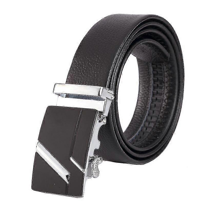 Men's Leather Belt with Automatic Buckle, Litchi Grain Business Style V1263-JX-4644