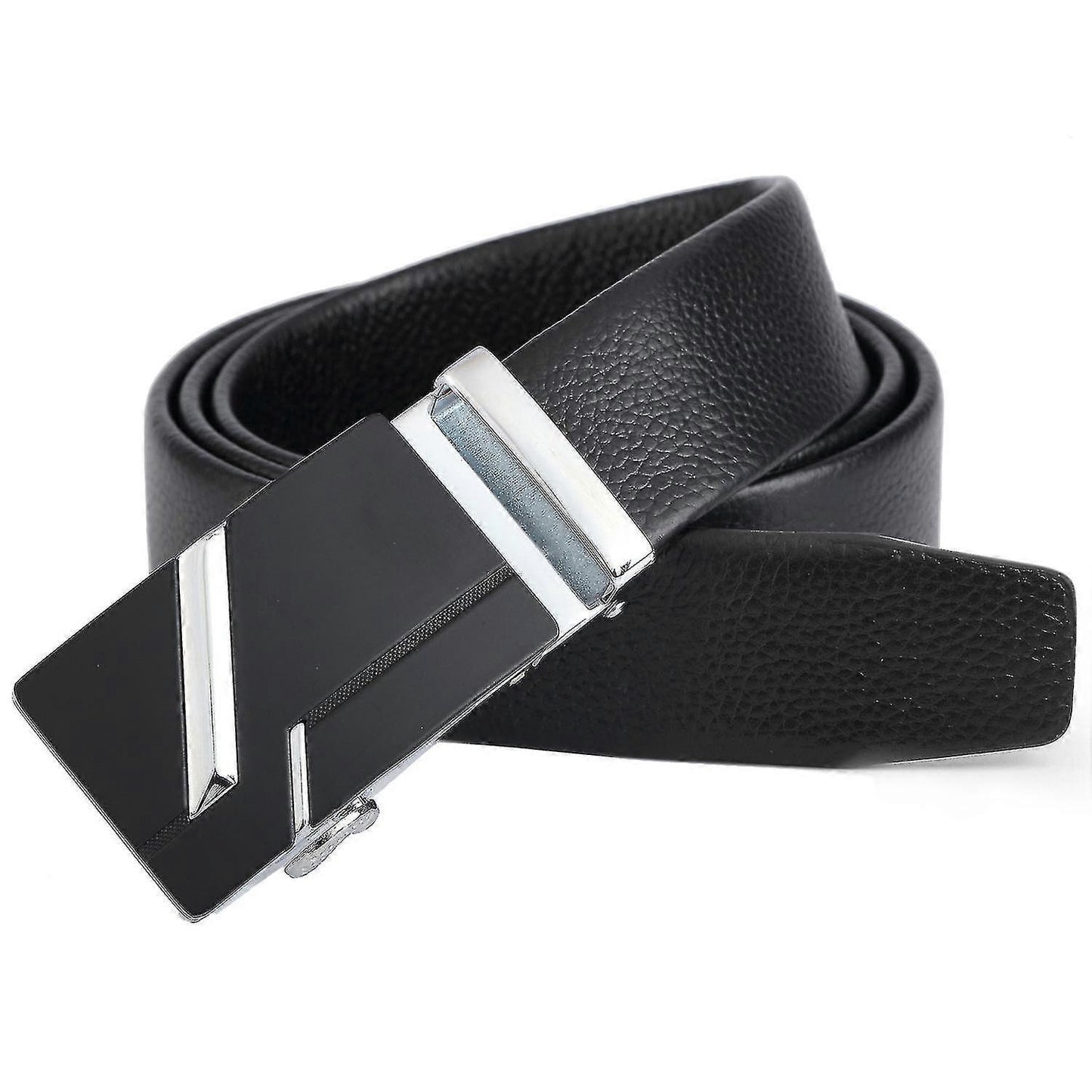 Men's Leather Belt with Automatic Buckle, Litchi Grain Business Style V1263-JX-4644