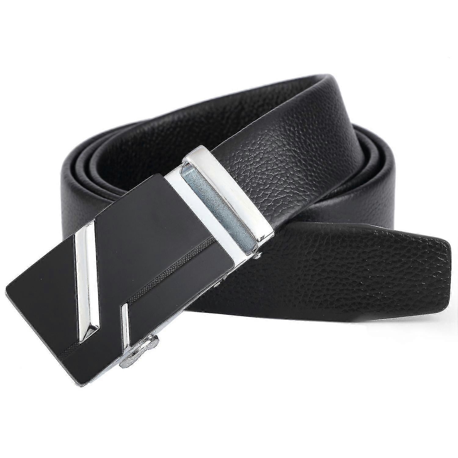 Men's Leather Belt with Automatic Buckle, Litchi Grain Business Style V1263-JX-4644