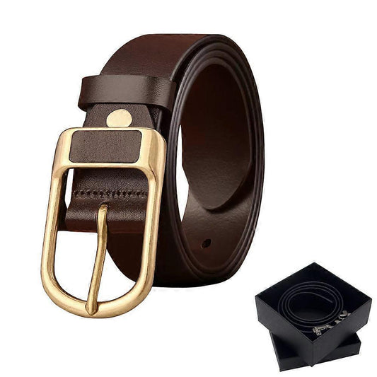 120cm Men's Coffee Leather Belt, Father's Day Gift V1263-JX-4646
