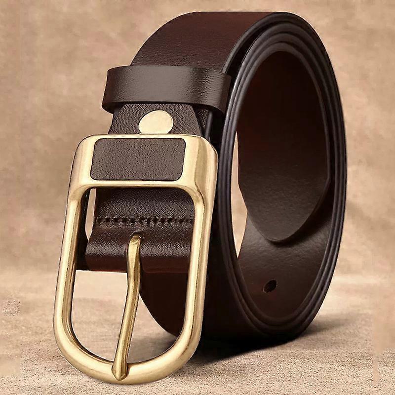 120cm Men's Coffee Leather Belt, Father's Day Gift V1263-JX-4646