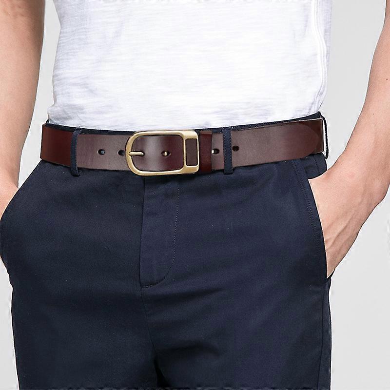 120cm Men's Coffee Leather Belt, Father's Day Gift V1263-JX-4646