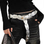 Star Studded Silver Leather Belt for Women, Y2K Fashion Accessories V1263-JX-4647