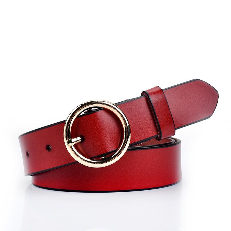 Women's Skinny Leather Belt, Red 105cm, Adjustable Elastic Waist Decorative Belt V1263-JX-4648