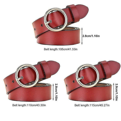 Women's Skinny Leather Belt, Red 105cm, Adjustable Elastic Waist Decorative Belt V1263-JX-4648
