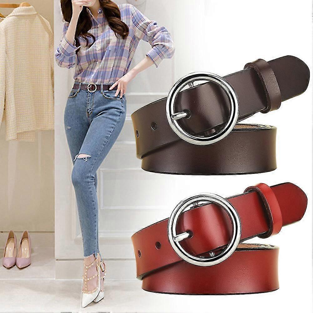 Women's Skinny Leather Belt, Red 105cm, Adjustable Elastic Waist Decorative Belt V1263-JX-4648