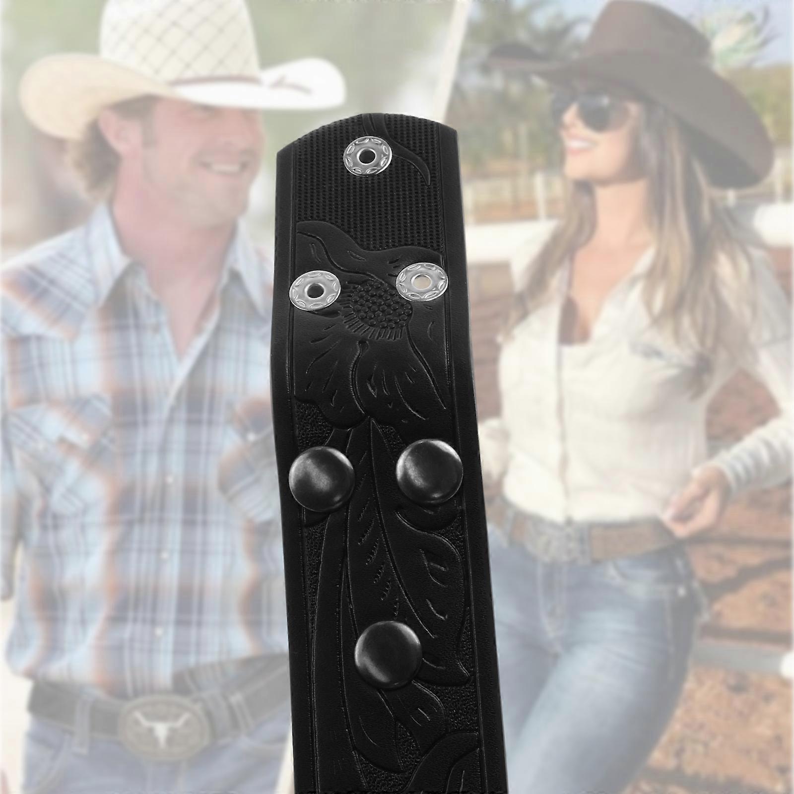 110cm Men's Western Leather Belt Strap, Vintage Floral Embossed, No Buckle V1263-JX-4651