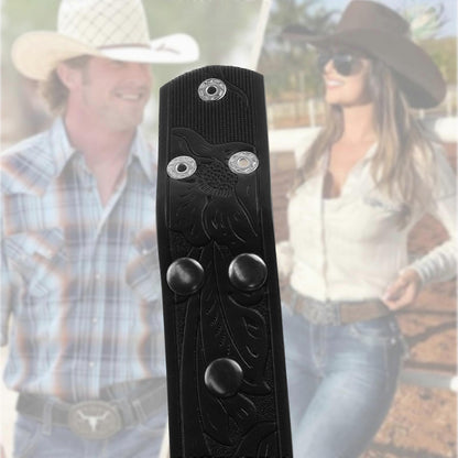 110cm Men's Western Leather Belt Strap, Vintage Floral Embossed, No Buckle V1263-JX-4651