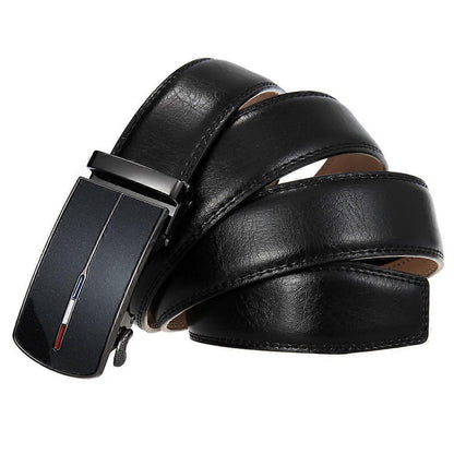 Men's Classic Black Leather Belt V1263-JX-4655
