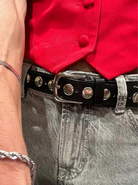 120cm Studded Punk Leather Belt for Women, Fashion Jeans Belt V1263-JX-4661