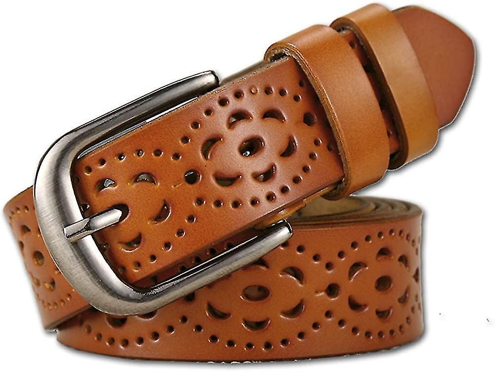110cm Genuine Cowhide Leather Belt for Women, Hollow Flower Design V1263-JX-4663