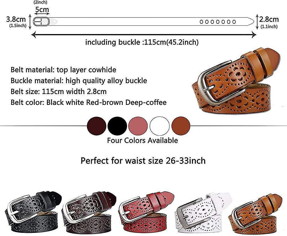 110cm Genuine Cowhide Leather Belt for Women, Hollow Flower Design V1263-JX-4663
