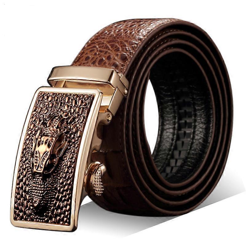 Men's 115cm Crocodile Pattern Cow Leather Belt with Automatic Buckle V1263-JX-4664