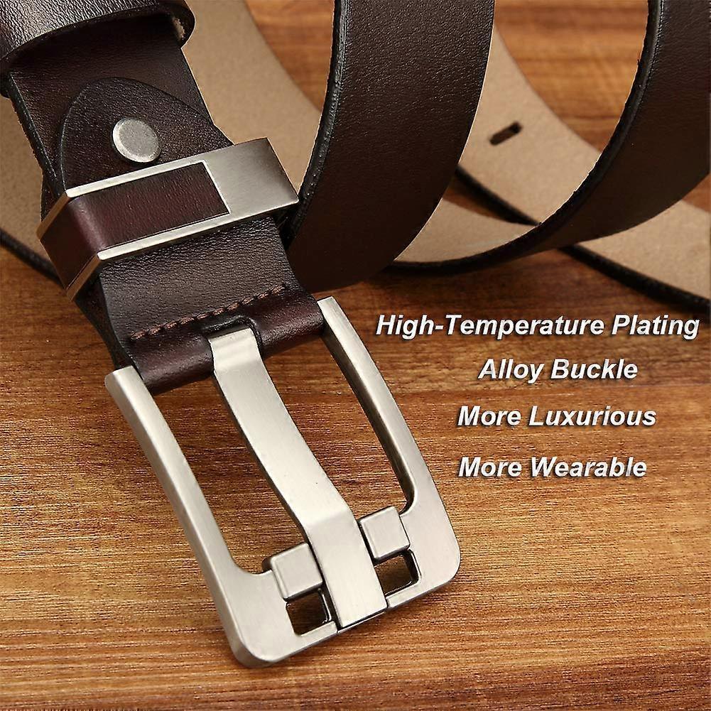Men's 120cm Full Grain Cowhide Leather Belt, Brown Anti-Scratch Pin Buckle V1263-JX-4665