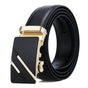 Men's Genuine Leather Work Belt, Casual Jeans Belt with Automatic Buckle Black V1263-JX-4667