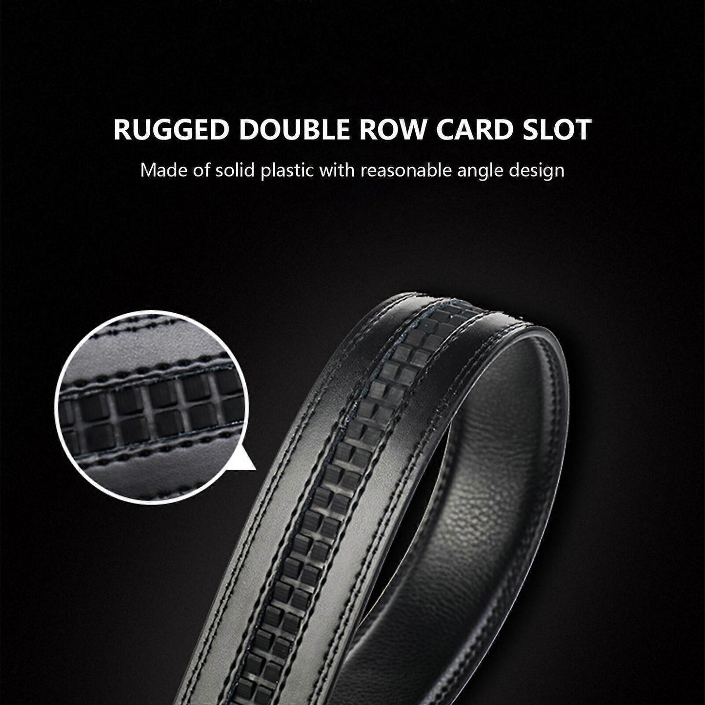 Men's Genuine Leather Work Belt, Casual Jeans Belt with Automatic Buckle Black V1263-JX-4667