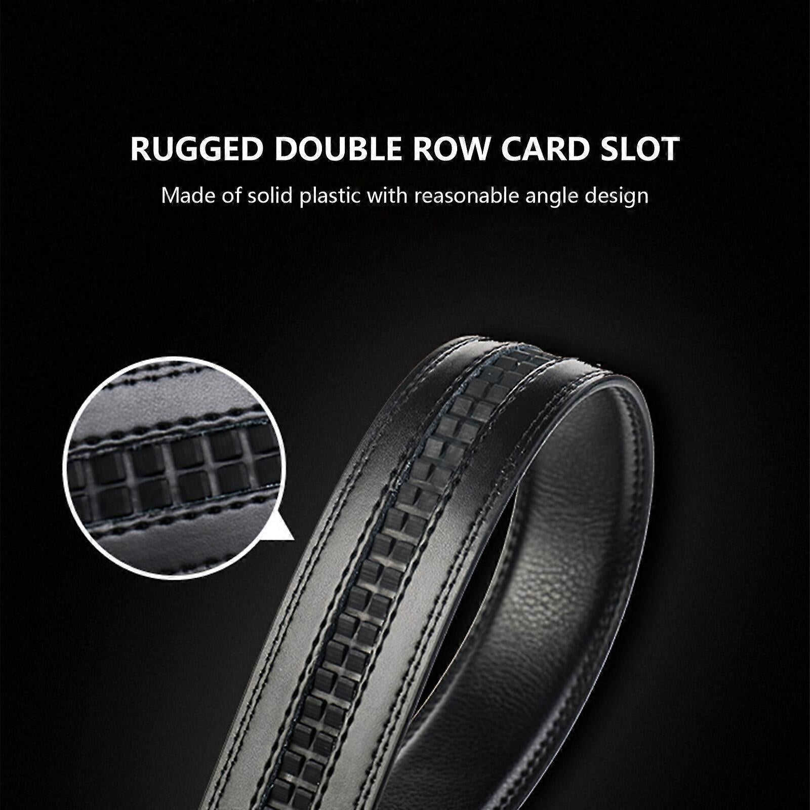 Men's Genuine Leather Work Belt, Casual Jeans Belt with Automatic Buckle Black V1263-JX-4667