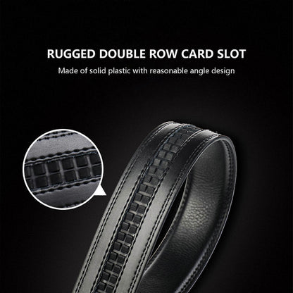 Men's Genuine Leather Work Belt, Casual Jeans Belt with Automatic Buckle Black V1263-JX-4667