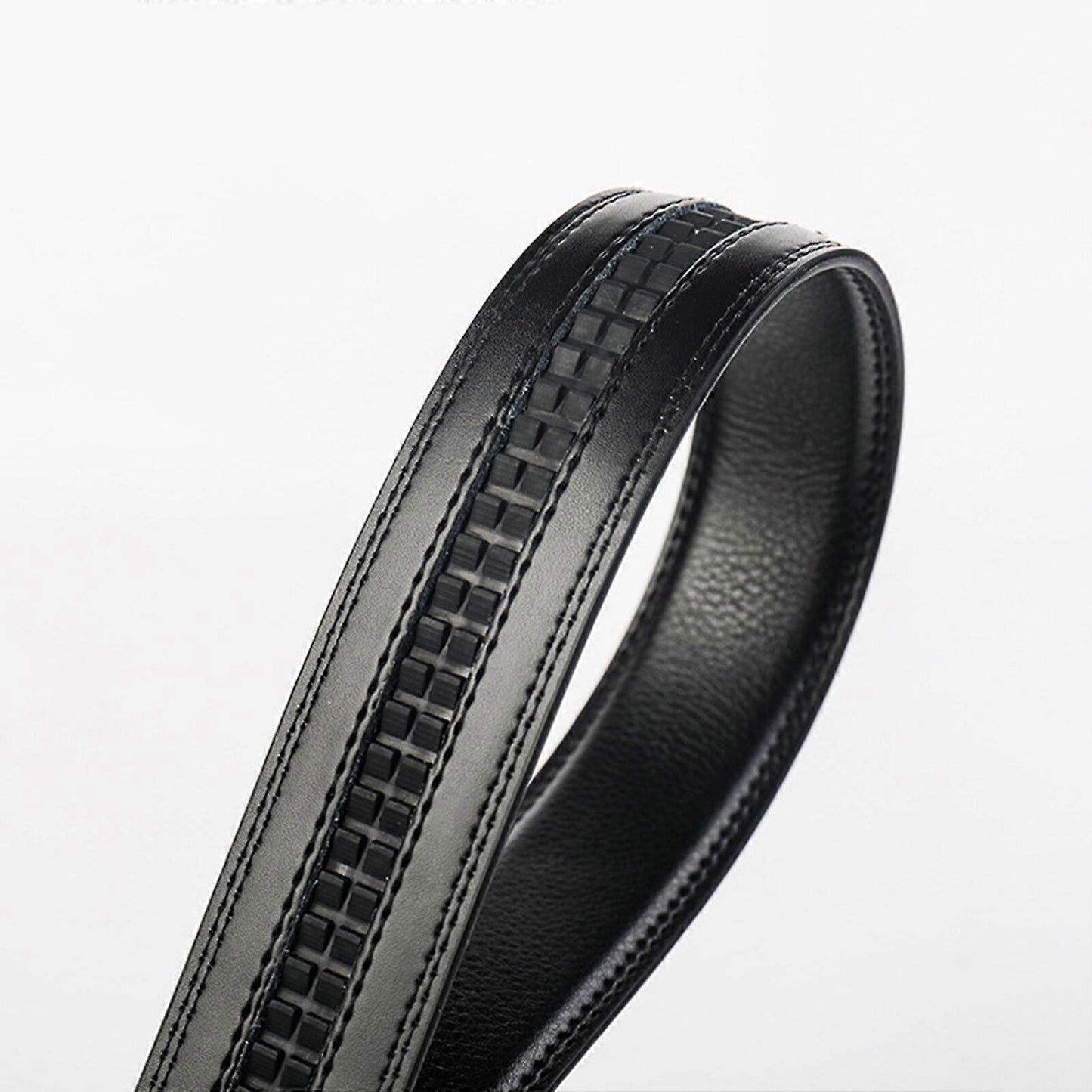 Men's Genuine Leather Work Belt, Casual Jeans Belt with Automatic Buckle Black V1263-JX-4667