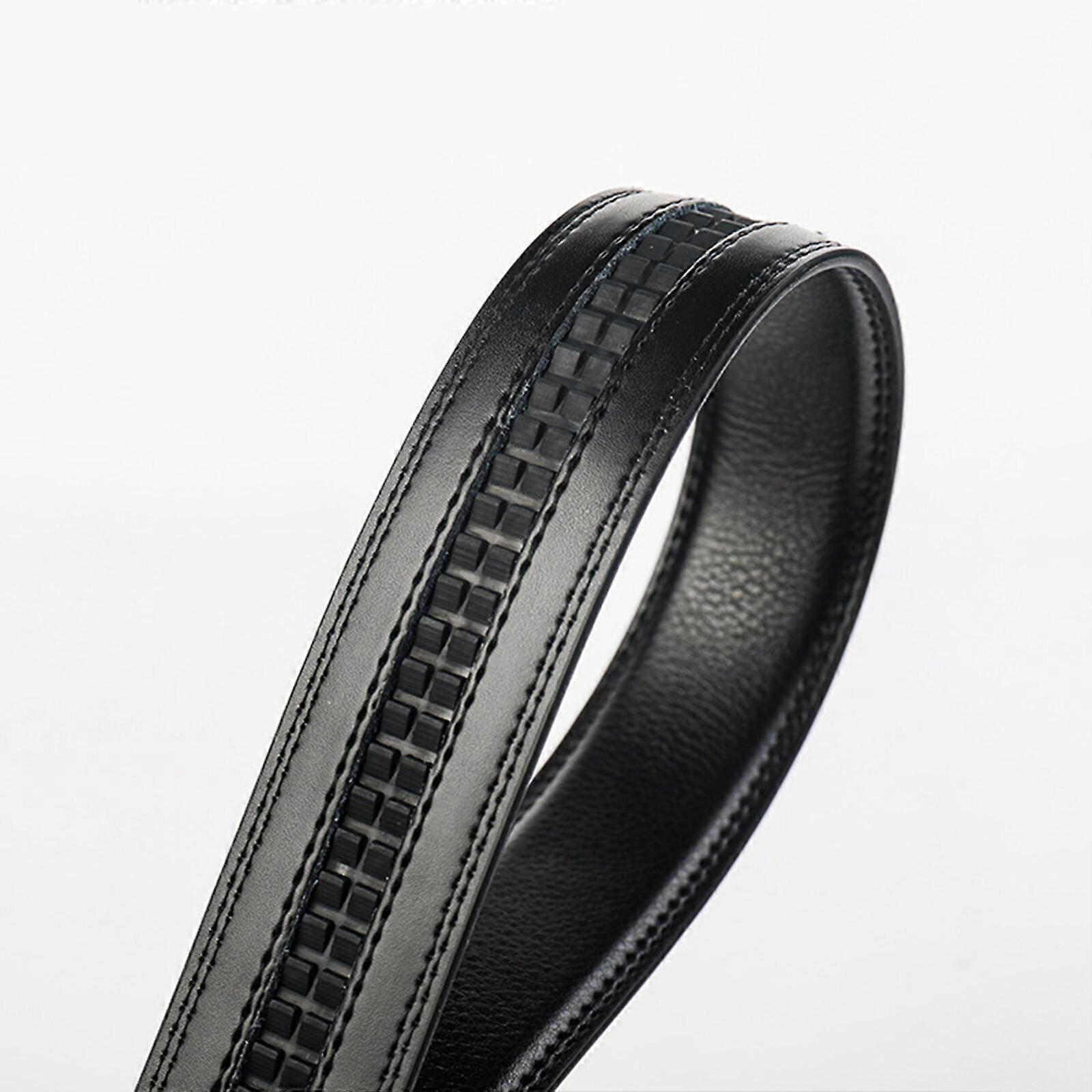 Men's Genuine Leather Work Belt, Casual Jeans Belt with Automatic Buckle Black V1263-JX-4667