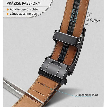 Men's 130cm Leather Ratchet Belt, Adjustable Slide Buckle V1263-JX-4669