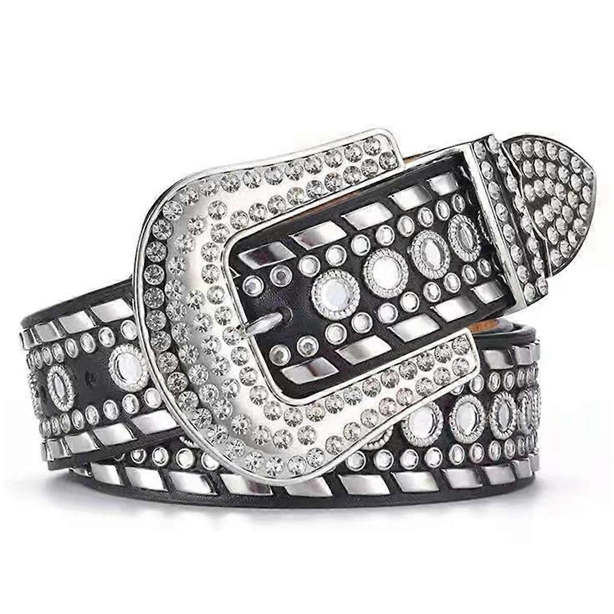 Women's Rhinestone Studded Leather Belt for Jeans V1263-JX-4672