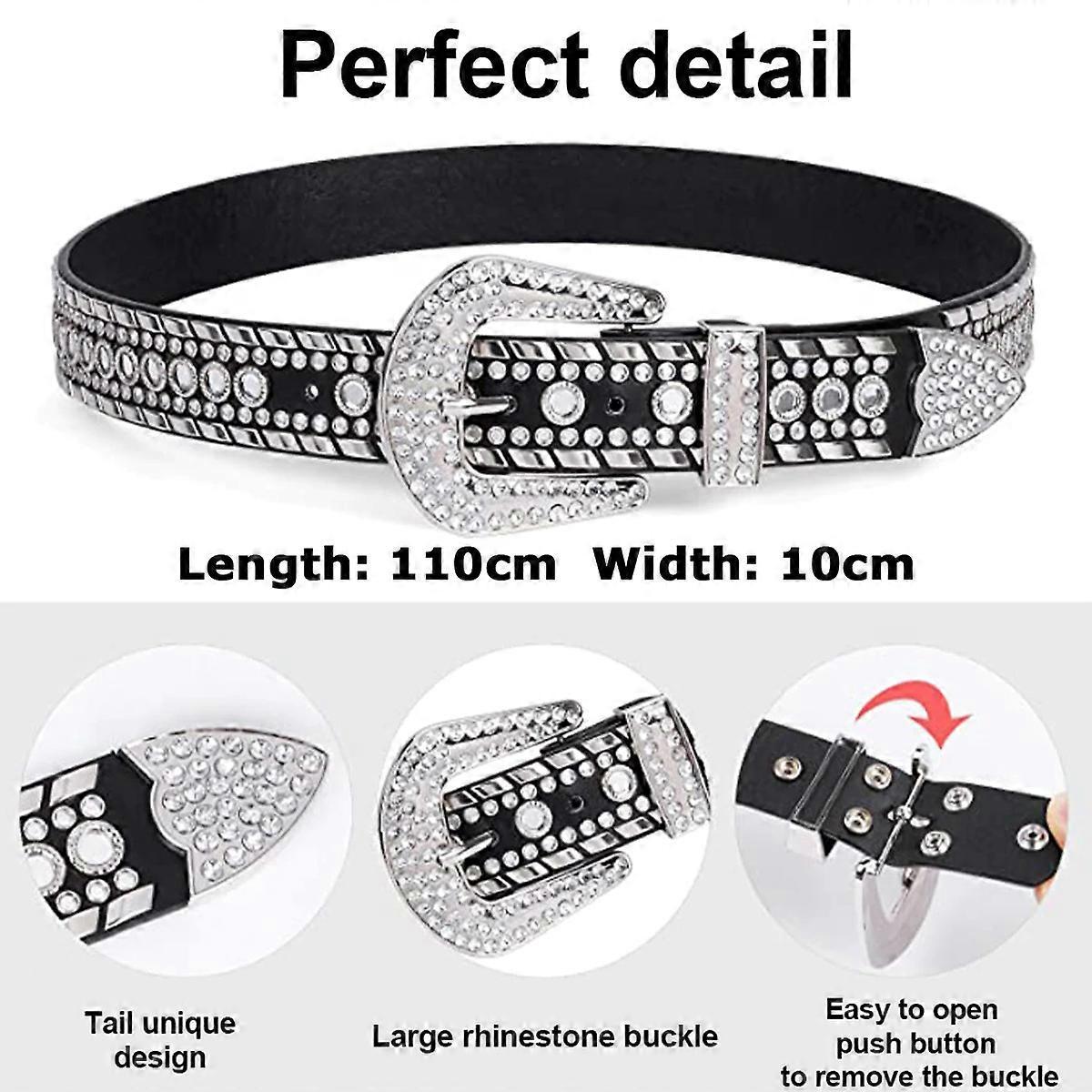 Women's Rhinestone Studded Leather Belt for Jeans V1263-JX-4672