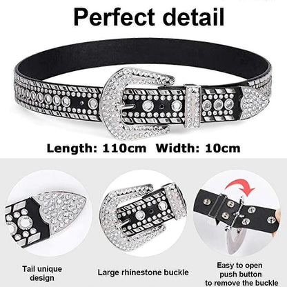 Women's Rhinestone Studded Leather Belt for Jeans V1263-JX-4672