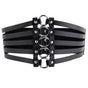 Women's Gothic Punk Wide Faux Leather Corset Waist Belt with Rivets V1263-JX-4674