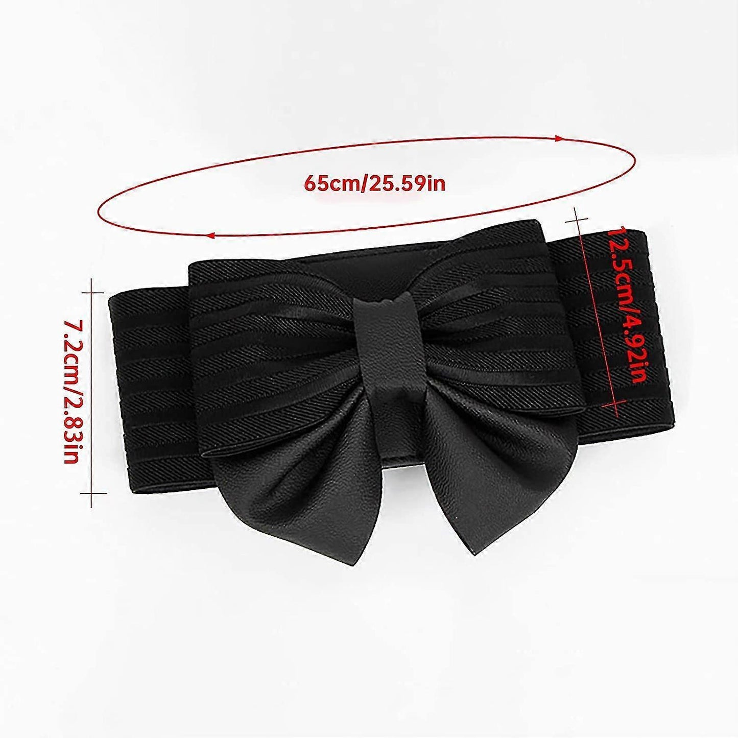 Women's Faux Leather Wide Belt with Bow, Elastic Waistband V1263-JX-4675