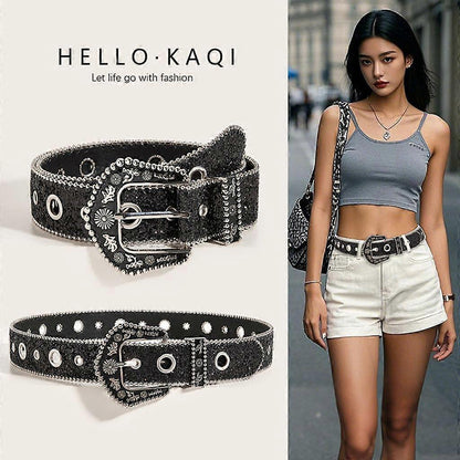 Handmade Stylish Embossed Ladies Leather Belt Headband, Adjustable V1263-JX-4680
