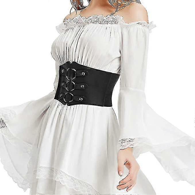 Women's 83cm Wide Leather Corset Belt with Studs, Elastic Waist Design V1263-JX-4681