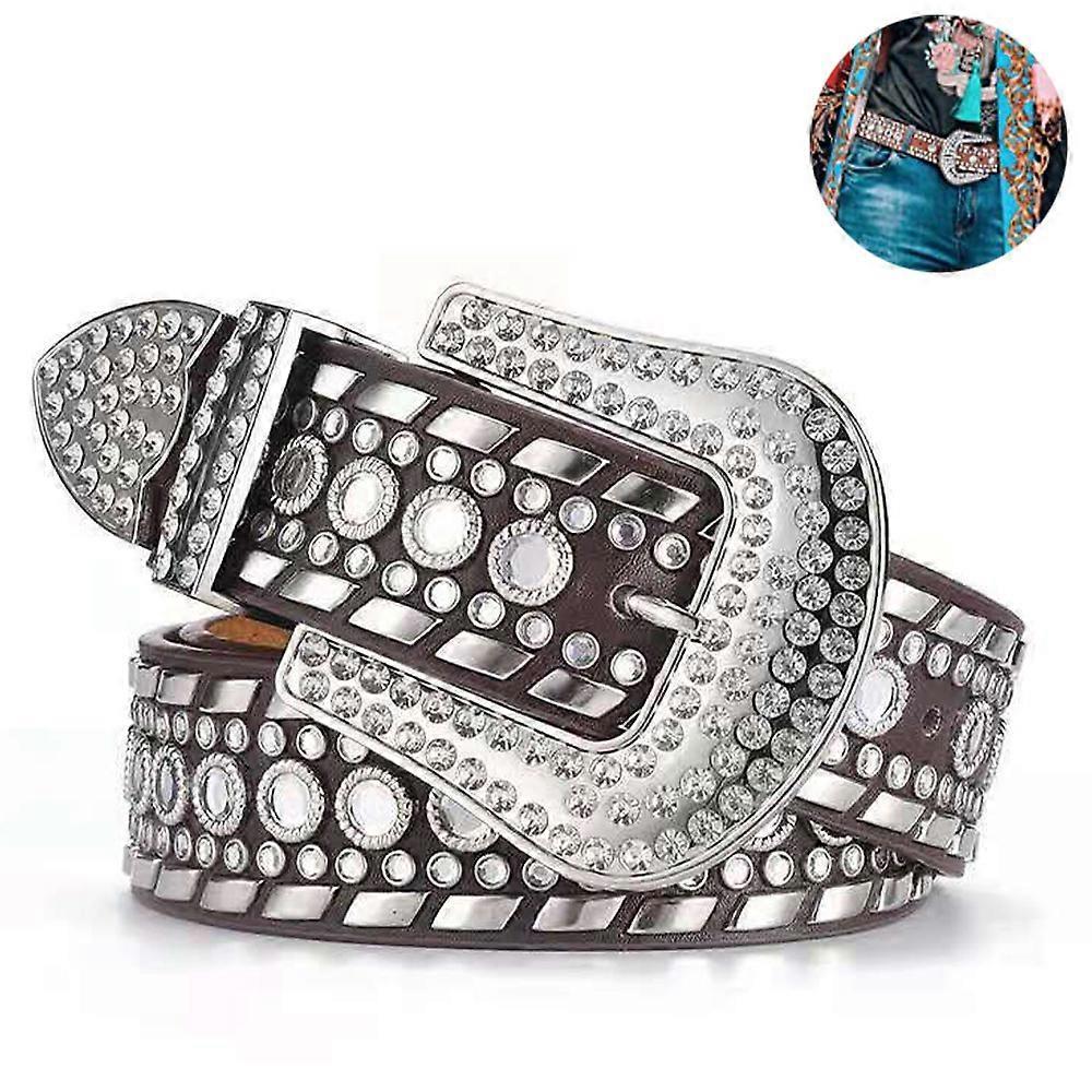 Women's Rhinestone Cowgirl Studded Leather Jeans Belt V1263-JX-4682