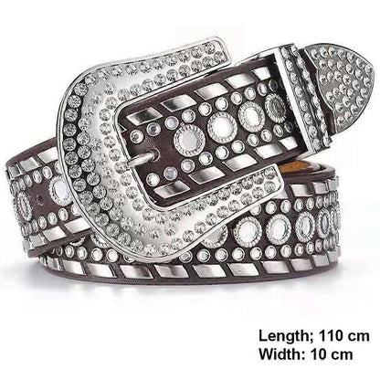 Women's Rhinestone Cowgirl Studded Leather Jeans Belt V1263-JX-4682