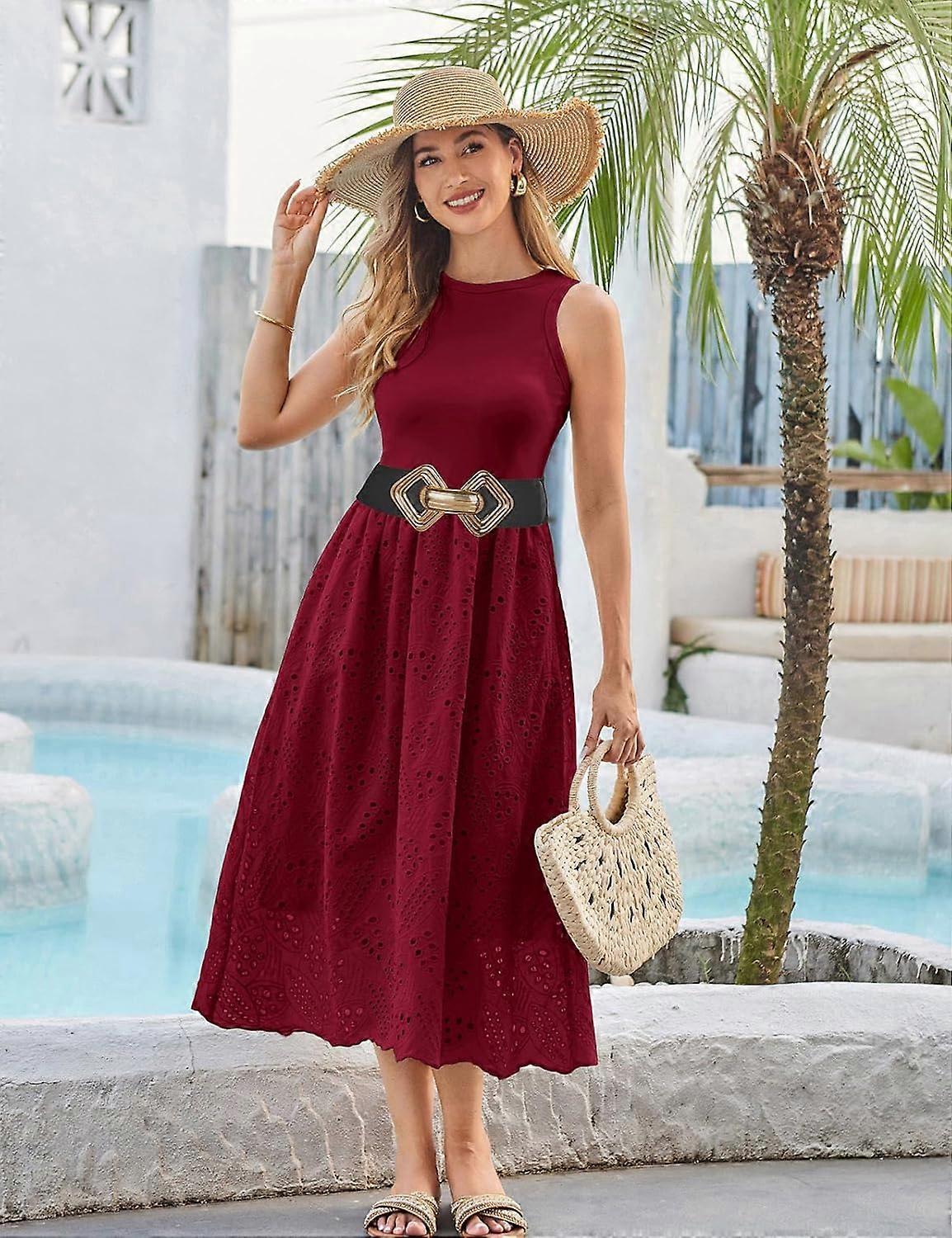 Women's 95cm Wide Elastic Stretch Leather Dress Belt with Gold Buckle V1263-JX-4683