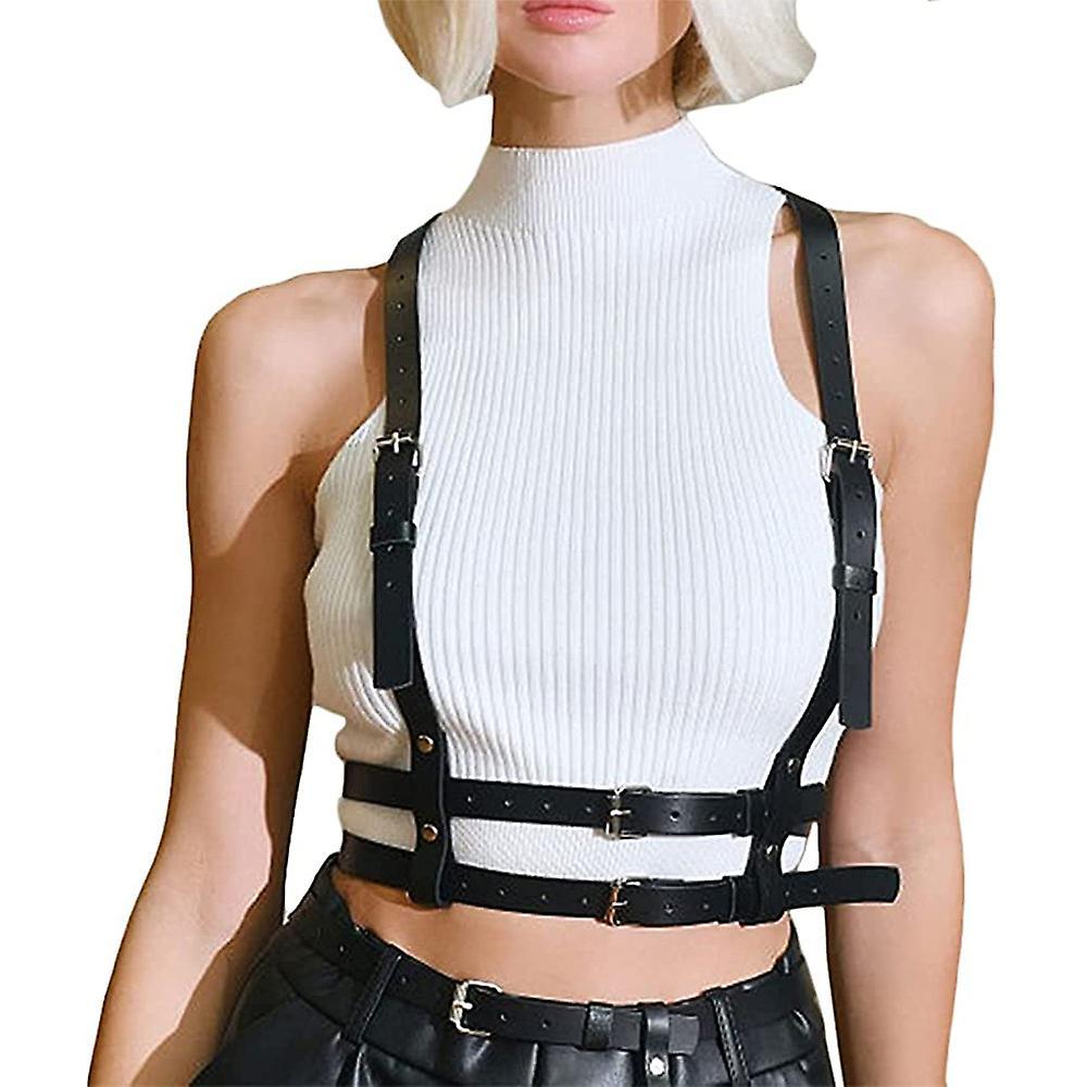 Women's Leather Body Chain Belt with Back Strap Design V1263-JX-4685