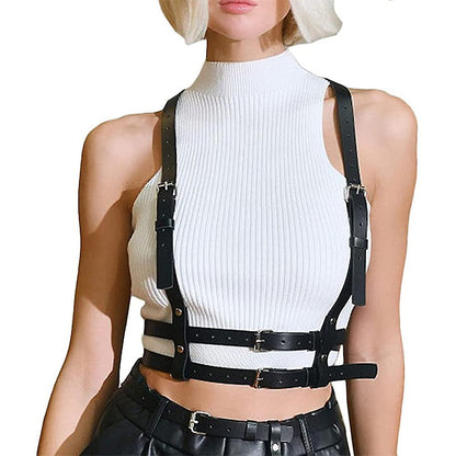 Women's Leather Body Chain Belt with Back Strap Design V1263-JX-4685