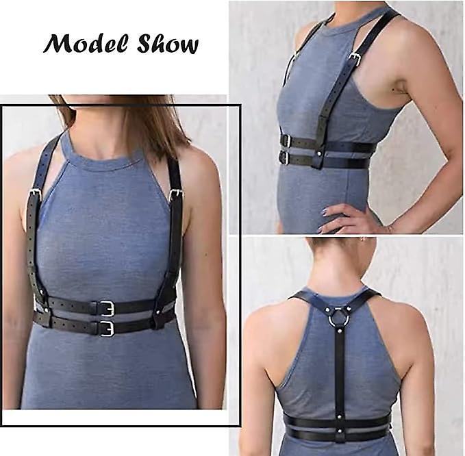 Women's Leather Body Chain Belt with Back Strap Design V1263-JX-4685