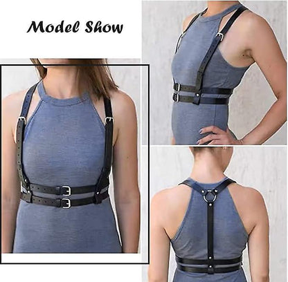 Women's Leather Body Chain Belt with Back Strap Design V1263-JX-4685
