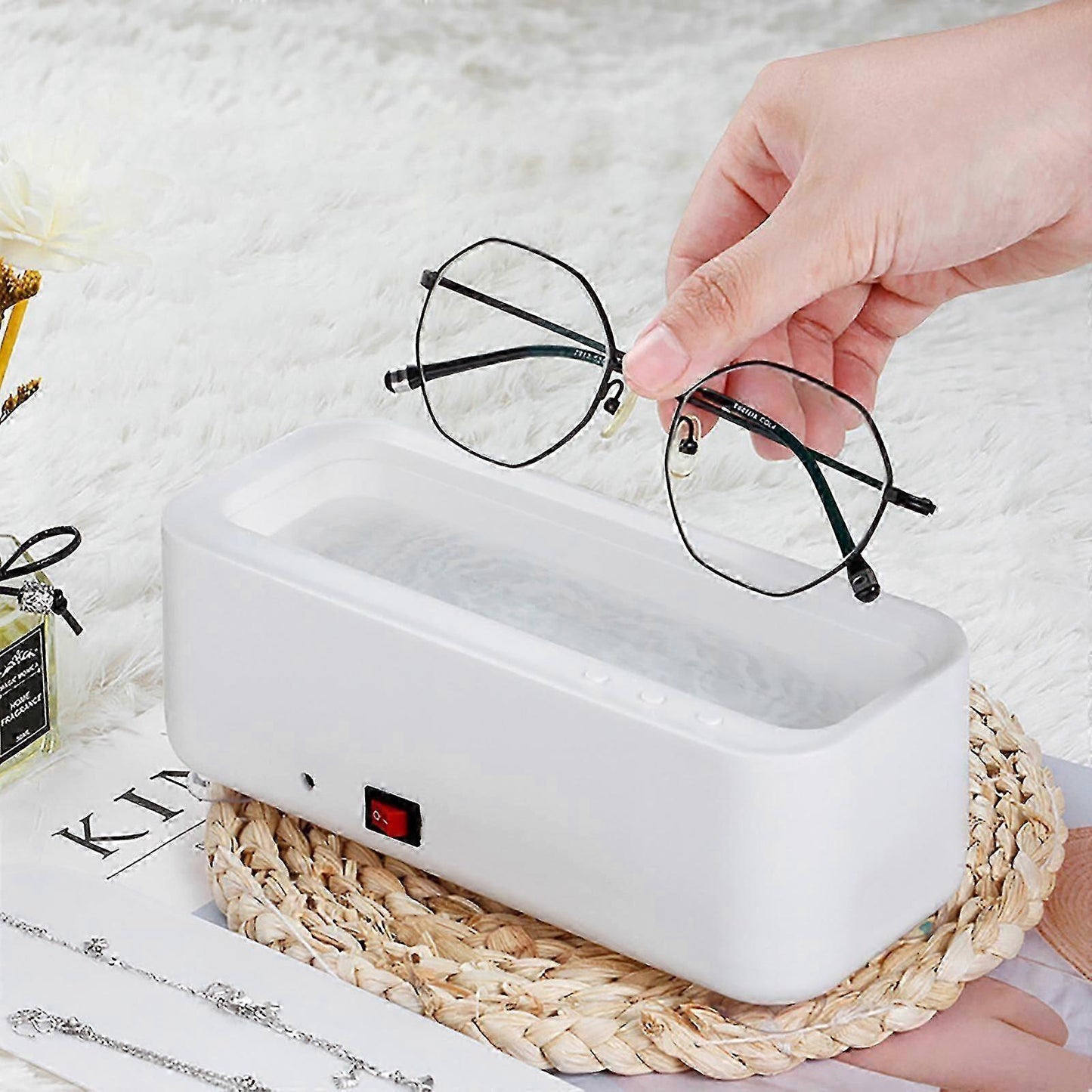 Ultrasonic Glasses & Jewelry Cleaner, Compact Household Cleaning Machine V1263-JX-4689