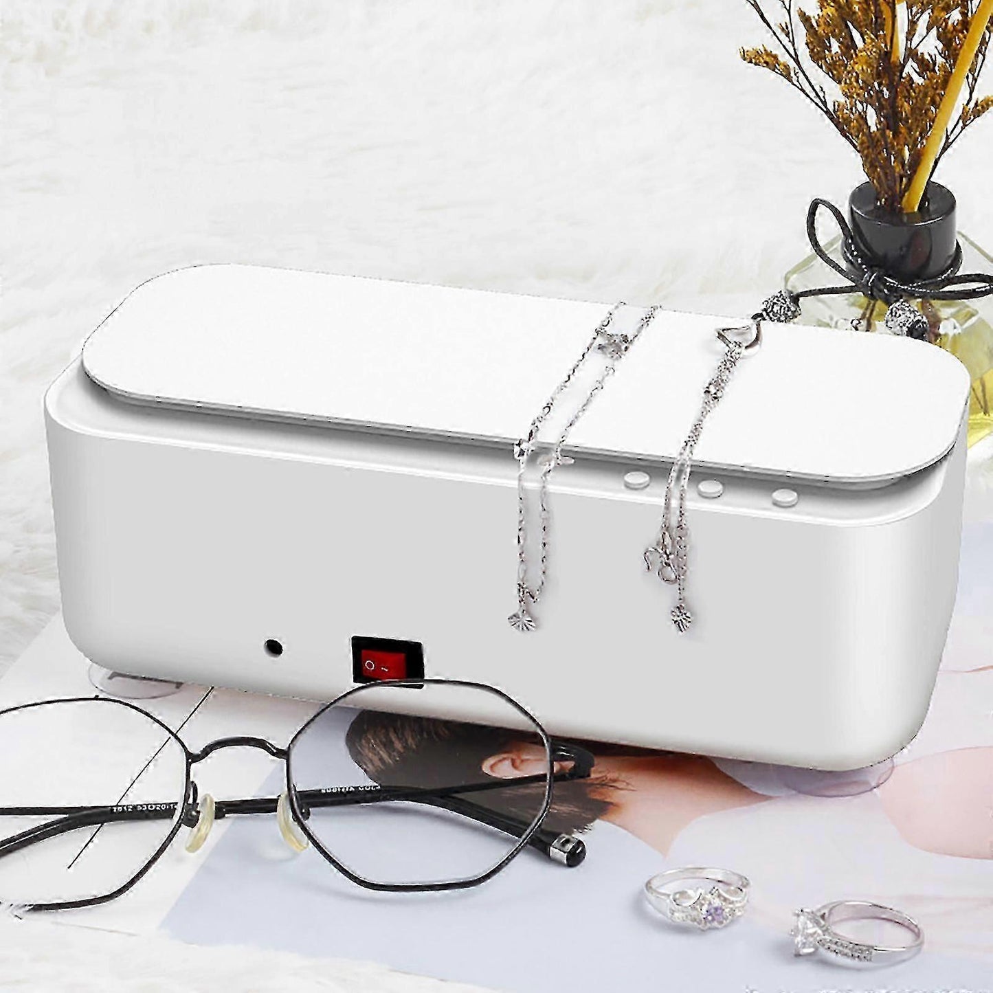 Ultrasonic Glasses & Jewelry Cleaner, Compact Household Cleaning Machine V1263-JX-4689