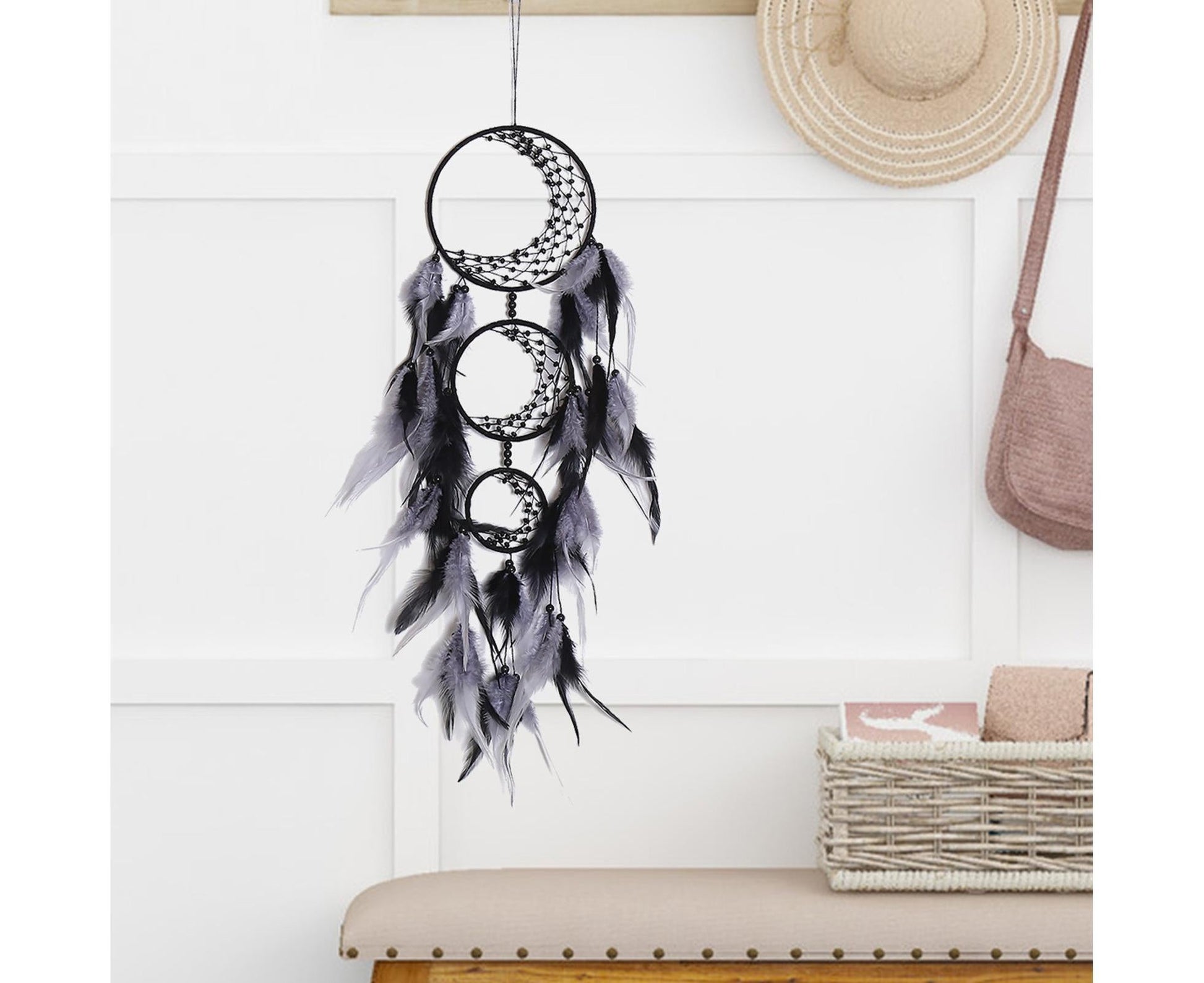 Feather Dream Catcher Home Decor-Black V1263-JX-470