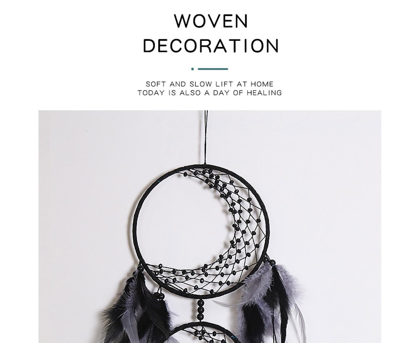 Feather Dream Catcher Home Decor-Black V1263-JX-470