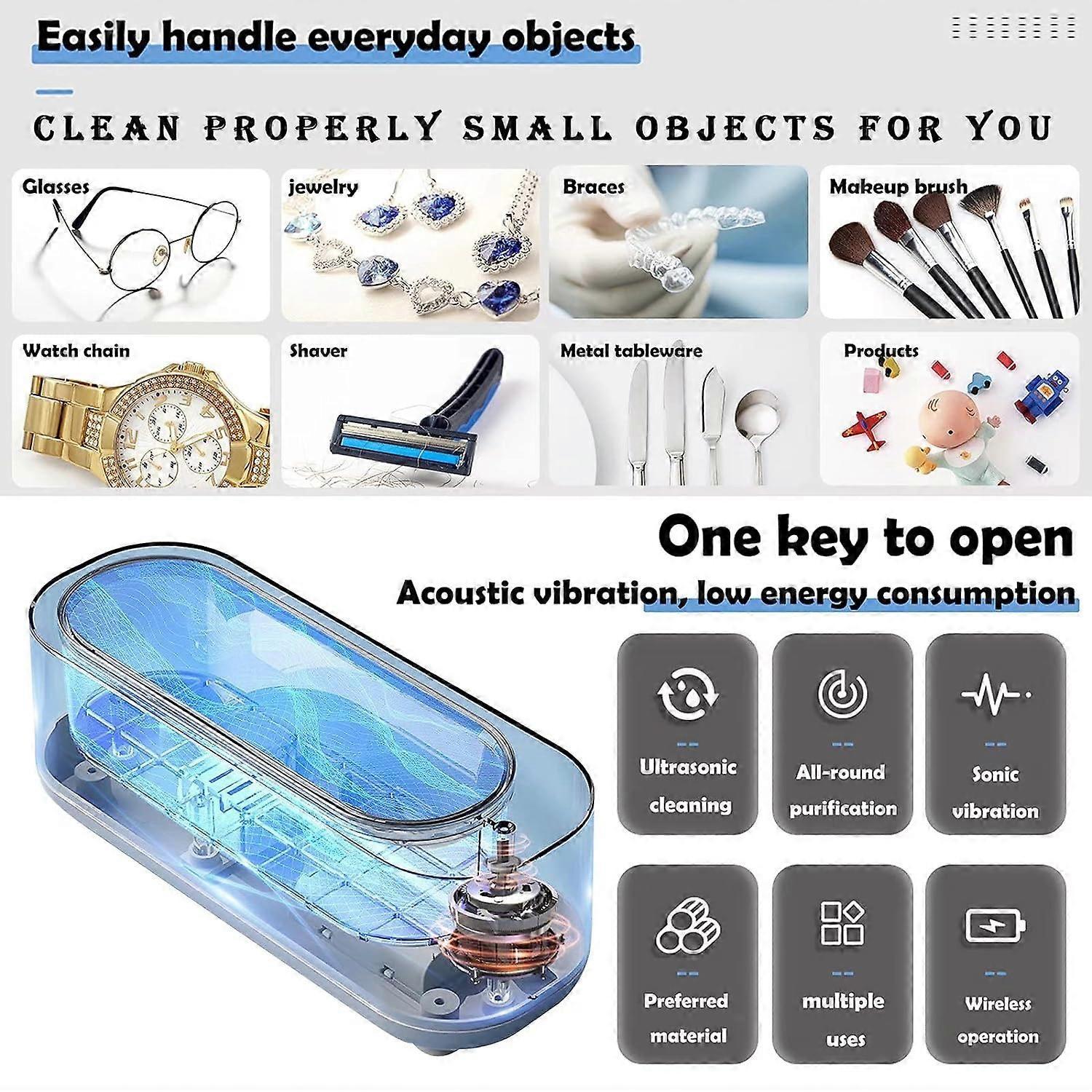 45kHz Ultrasonic Jewelry Cleaner for Silver, Retainers, Eyeglasses & Coins V1263-JX-4700