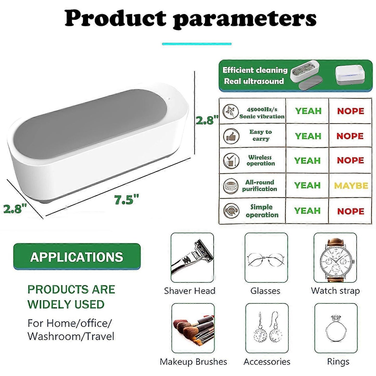 45kHz Ultrasonic Jewelry Cleaner for Silver, Retainers, Eyeglasses & Coins V1263-JX-4700