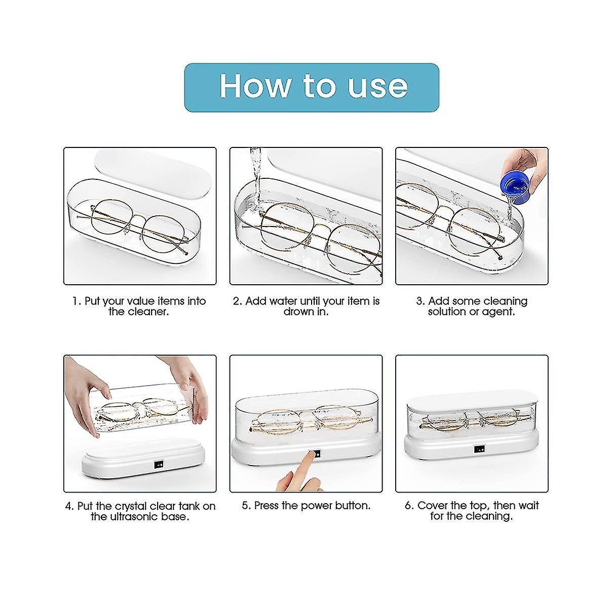 Portable Mini Ultrasonic Cleaner for Jewelry & Glasses V1263-JX-4703