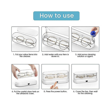 Portable Mini Ultrasonic Cleaner for Jewelry & Glasses V1263-JX-4703