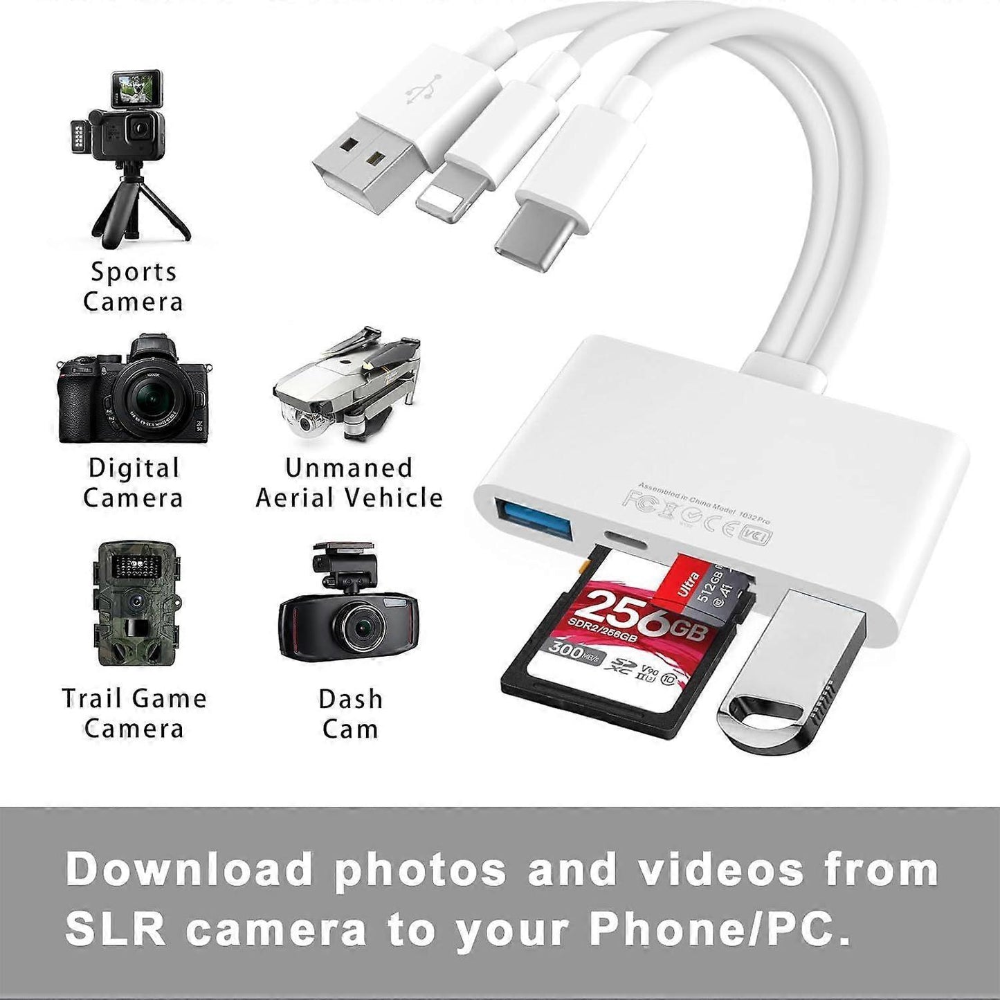 5-in-1 USB OTG Memory Card Reader Adapter, SD TF Card Reader Combo V1263-JX-4722